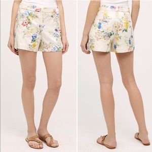 Anthropologie Elevenses floral white shorts sz 4